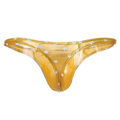 Mendove Men's Star Print Liquid Metallic Contour Pouch Thong Underwear2