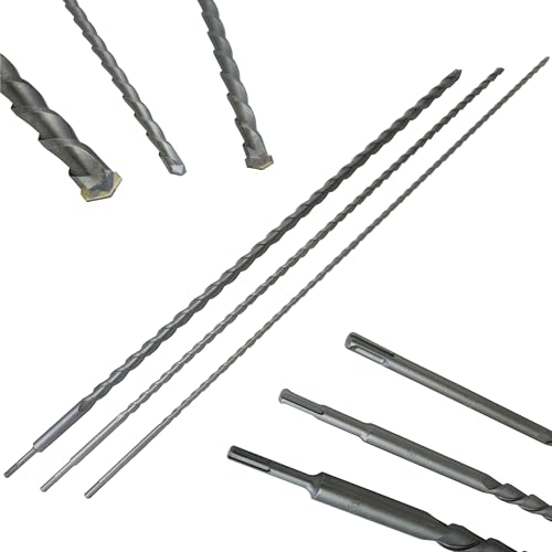 Kit 3 Brocas Sds Plus De 1 Metro 1000 Mm Brocas Pasamuros Extra Largas Sds-Plus: Ø 12, 16 Y 24 Mm Barrenas Profesionales Hormigón, Piedra Y Ladrillo Mampostería. Punta De Carburo De Tungsteno
