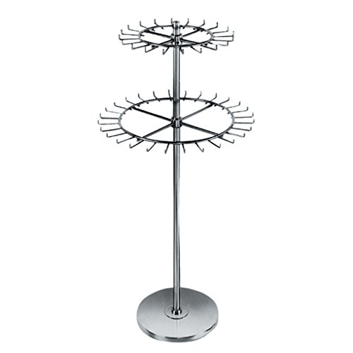 AMKO R56 Two-Tier Revolving Belt or Tie Rack - Display Rack for Retail Purposes - 48 Hooks, Chrome Finish, 52 Inch Tall