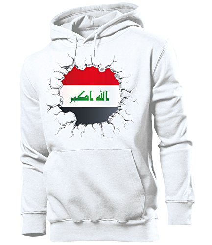 love-all-my-shirts Fussball Fanhoodie Irak 5723 Männer Herren Hoodie Pulli Kapuzen Pullover Fanartikel Weiss S