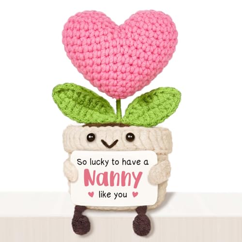 Giftasy Nanny Gifts Nanny Birthday Gifts - Handmade Crochet Cute Heart Flower Presents for Nanny from Grandchildren for Mothers Day Birthday Christmas
