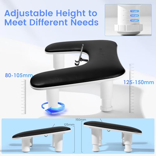 Image of Arm Rest for Nails Tech: 3rd Generation Manicure Nail Arm Rest with Rotating Phone Stand, U-Shaped Height Adjustable Hand Rest Pillow for Acrylic Nails Black