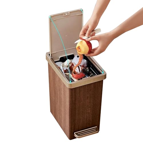 Bkljkf Cubo de basura para la cocina, cubo de basura con pedal de cierre suave, cubo de basura delgado también se puede utilizar en salón, baño, garaje, habitación de estudiantes, oficinas