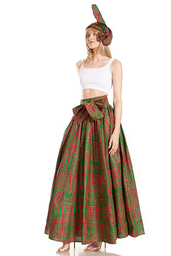 Sakkas Asma Second Convertible Traditional Wax Print Adjustable Strap Maxi Skirt3
