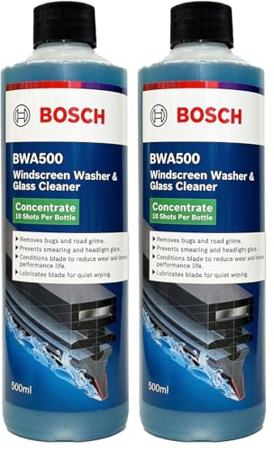 BOSCH BWA500 Windshield Washer Fluid 500ml - Efficient & Reliable Solution for Your Car's Clean Windshield - Glass Cleaner Concentrate Contains 10 Shots Per Bottle (Pack of 2)