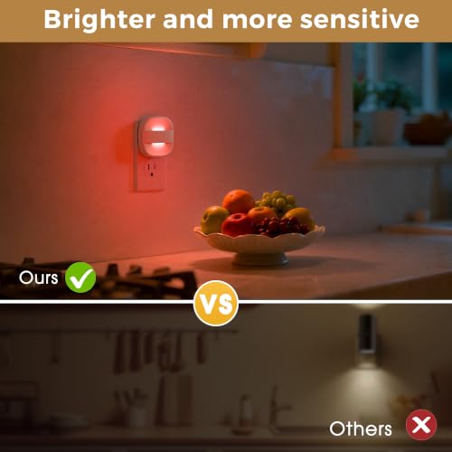 Image of L LOHAS LED Red Night Light, Dusk to Dawn Sensor Nightlight 2 Pack