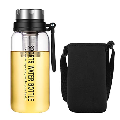 ZDZDZ - Botella de agua de vidrio de viaje de 1 litro reutilizable Cover