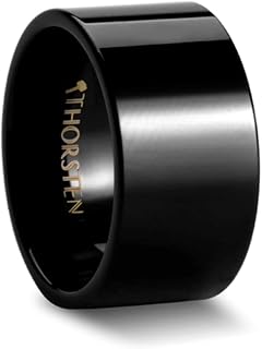 Mens Tungsten Flat Black Wedding Ring - Polished Comfort Fit - 10mm Wide - Style name: PORTLAND