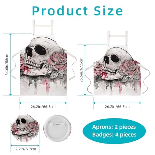 Tablier de cuisine tête de mort multicolore pour éviter les taches de graisse - 2