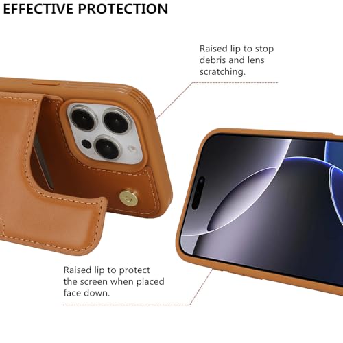 Étui de protection iPhone 16 Pro Max en cuir synthétique marron clair