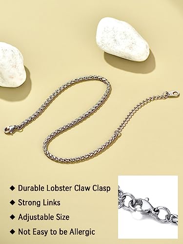Image of FaithHeart Waterproof Ankle Bracelets for Women, 1 /2 /3Pcs Non Tarnish Stainless Steel Layered Anklet Set Paperclip Figaro Cuban Link Chain Dainty Summer Beach Jewelry Gift Adjustable Size