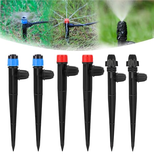 60 Pcs Drip Irrigation Sprayer Emitters for 1/4 Irrigation Tubing Adjustable Water Flow Irrigation Misting Emitters Irrigation Drippers 3 Style Drip Micro Sprinkler Nozzles for Garden Water System
