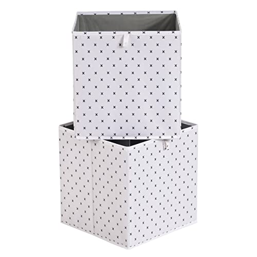 Amazon Basics Collapsible Fabric Storage Cube Organizer Bins, Pack Of 6, Off-White With Black X's, 13X15X13" #TOP1