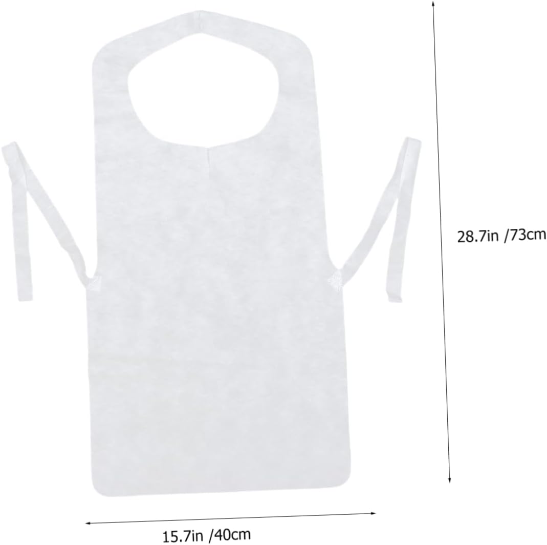 Zerodeko 100pcs Disposable Nonwoven White Aprons for Adults Smock Cleaning Aprons Heavy Duty Butcher