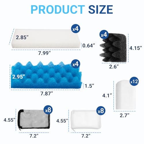 Image of 38 Pack Filter Media Kit Compatible with Fluval 306 307 Canister Filters | Aquarium 306 /307 Maintenance Bundle including Bio Foam, Activated Carbon & Ceramic Ring, Easy Installation