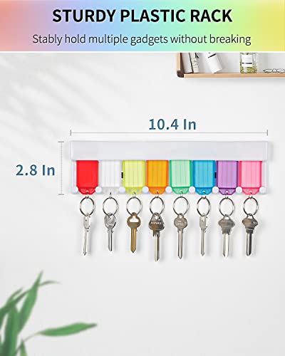 Uniclife Key Tag Rack Slot Style Plastic Wall Mounted Key Holder Organizer With Transparent Tough Key Tag Identifiers Markers In 8 Assorted Colors #TOP1