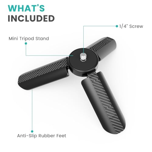 Image of Zibuyu Mini Tripod Desktop Stand Stabilizer Holder, 1 /4 inch Screw, Compatible with GoPro, Small DSLR, Camera, Pocket Projector, Black