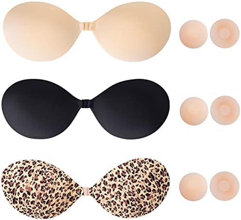 6 Pairs of Bras for Teens 14-16, Sweatproof Stick on Bra Strapless Sticky Bra Push up, Backless Push up Sticky Bra Invisible Sticky Bras for Teen Girls, Reusable Adhesive Teen Girl Bras (A Cup)