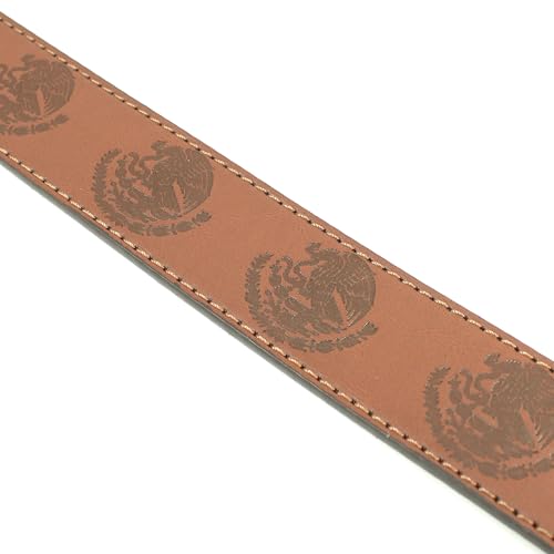 Mexico Coat of Arms Leather Belt Strap Without Buckle 1.5" Wide with Snaps - Eagle with Rattlesnake Mexican Pride4