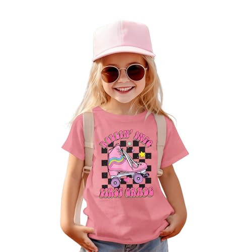 Image of First Day of School Outfit for Girl Rollin Into First Second Third Grade Shirt 1st 2nd 3rd Back to School T-Shirt Top