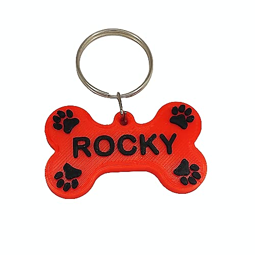 Colourful Pets Name/Identity Tag for Dogs and Cats (Customisable) (Red & Black)