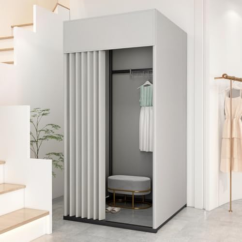 Qtxe ������ �V���v���ȃt�B�b�e�B���O���[�� �V���b�s���O���[����C�x���g���� ��X�y�[�X �܂肽���ݎ� �|�[�^�u�� �t�b�N�t�� �J�[�e���^�C�v �X�ߎ� �ȒP�g�� ���[���R���p�N�g (100*100*200cm �_�[�N�O���[) (100*80*200c