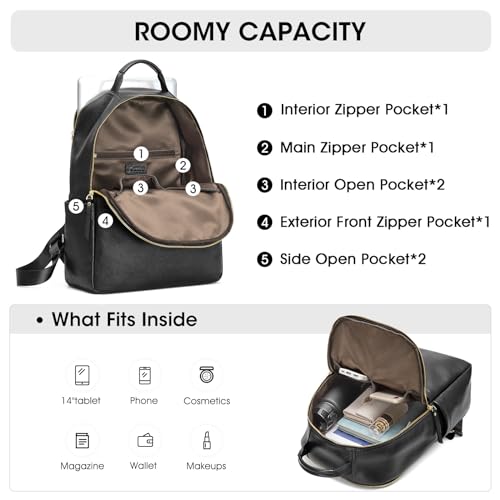 Kattee Genuine Leather Backpack Purse for Women Antitheft Rucksack Soft Work Casual Daypack Fashion