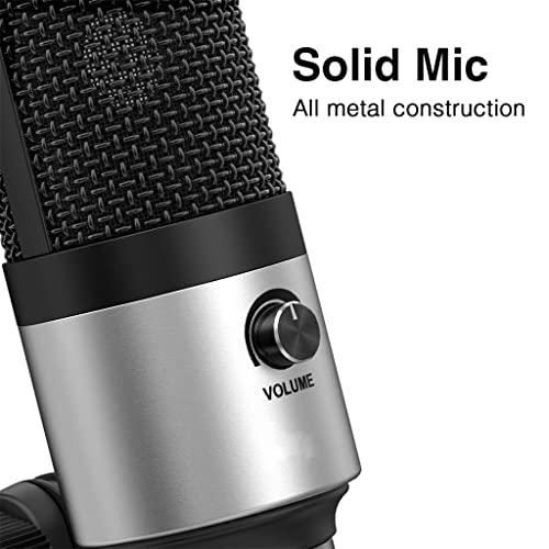 Microphone USB en métal avec bouton de volume pour enregistrement vidéo
