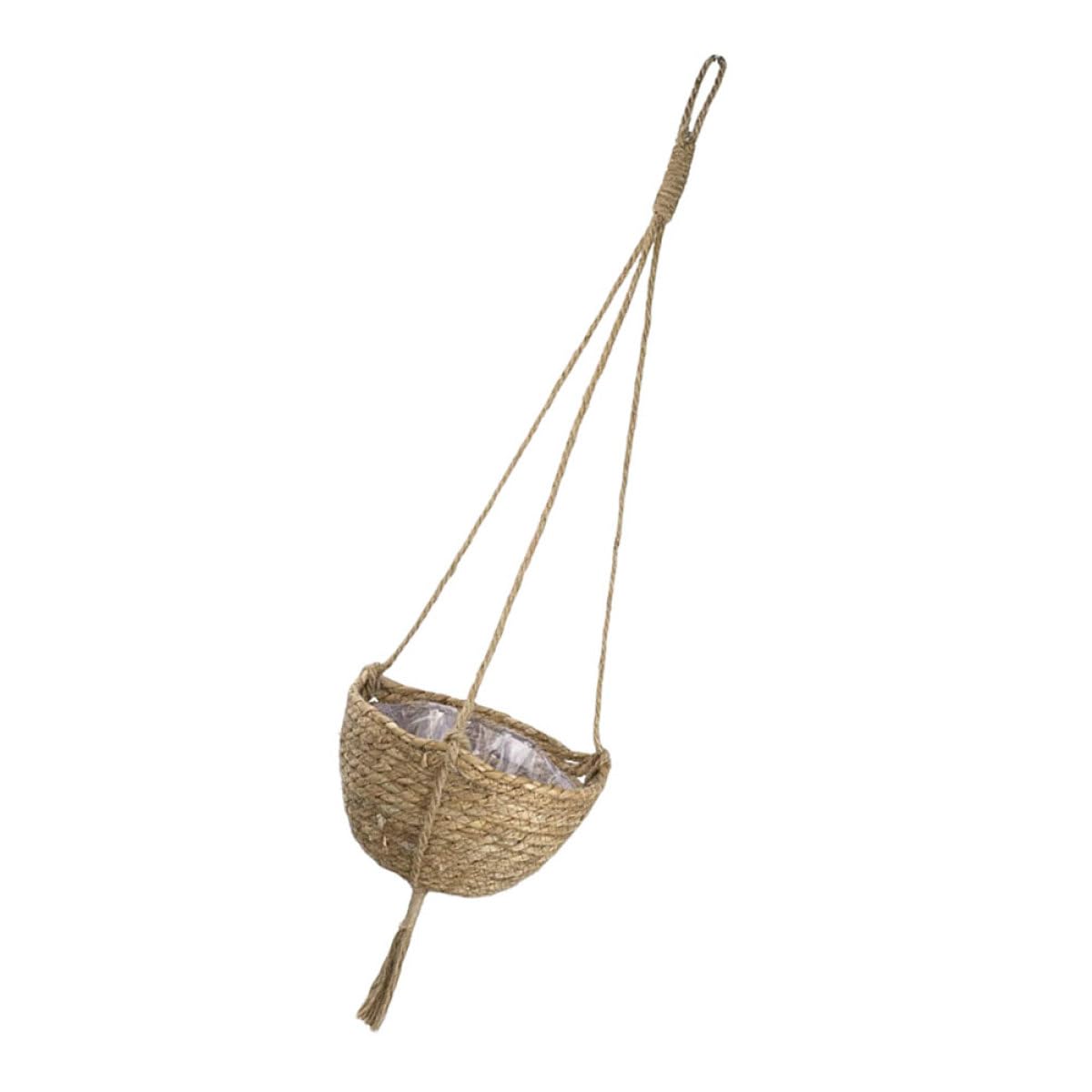 Cestino da Fioriera in Paglia Intrecciata, Vaso Sospeso per Piante e Fiori, Portavaso Decorativo per Giardino e Balconi, Stile Rustico Moderno, Colore Casuale