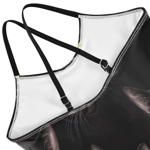 Black Cat Bright Eyes Kids Swim Suit, Beach Bathing Suits Girls 3-10 Y with Adjustable Shoulder Strap, 3-10 Y4