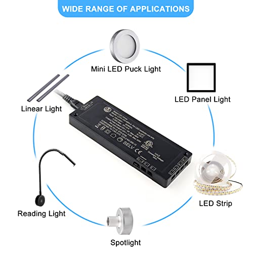 Image of VST 48W LED Power Supply 100V-240V AC to 12V DC, Low Voltage Transformmer with 12V JST Ports, Dimmable LED Driver for LED Strip Lights and Under Cabinet Lights, ETL Listed, White