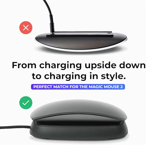 Image of Ascrono - Charging Station Compatible with Apple Magic Mouse 2 - Black - Perfect Accessories | Usable As Charging Dock, Stand & Charger | Includes 5ft (1.5m) USB-A Cable | Lightning Connector