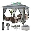 COBIZI 13×13 Pop Up Gazebo On Clearance Easy Up Outdoor Gazebo Waterproof Upgrade Portable Gazebo with Mosquito Nettings Double Vented Roof and Carry Bag for Patio GardenDark Gray