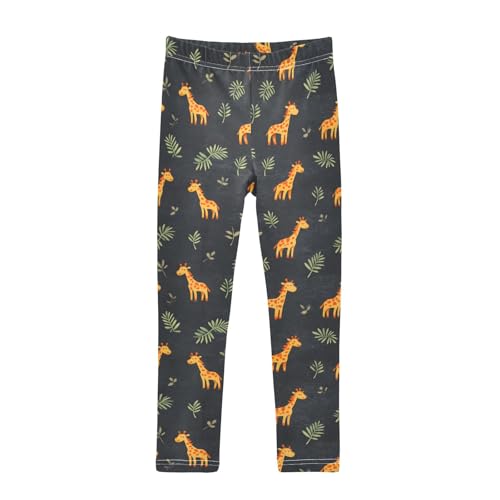 Cute Giraffe Leaves 1 Girls Leggings Athletic Pants Tights Stretch Bottom