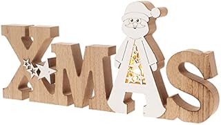 LIOOBO Christmas Lights Crafts Decorations Desktop Creative Decor Christmas Ornaments Christmas Log Carving Decoration for Home and Store (Pattern B Christmas Tree Elk Letters Shape)