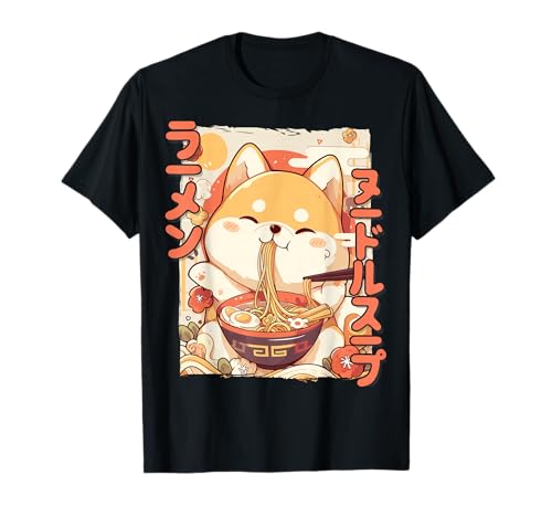 Shiba Inu Loving Ramen Kawaii Neko Shiba Inu Ramen für Hunde T-Shirt