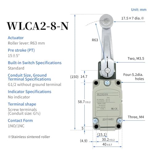 Interrupteur de fin de course WLCA2-8-N pour automatisme industriel