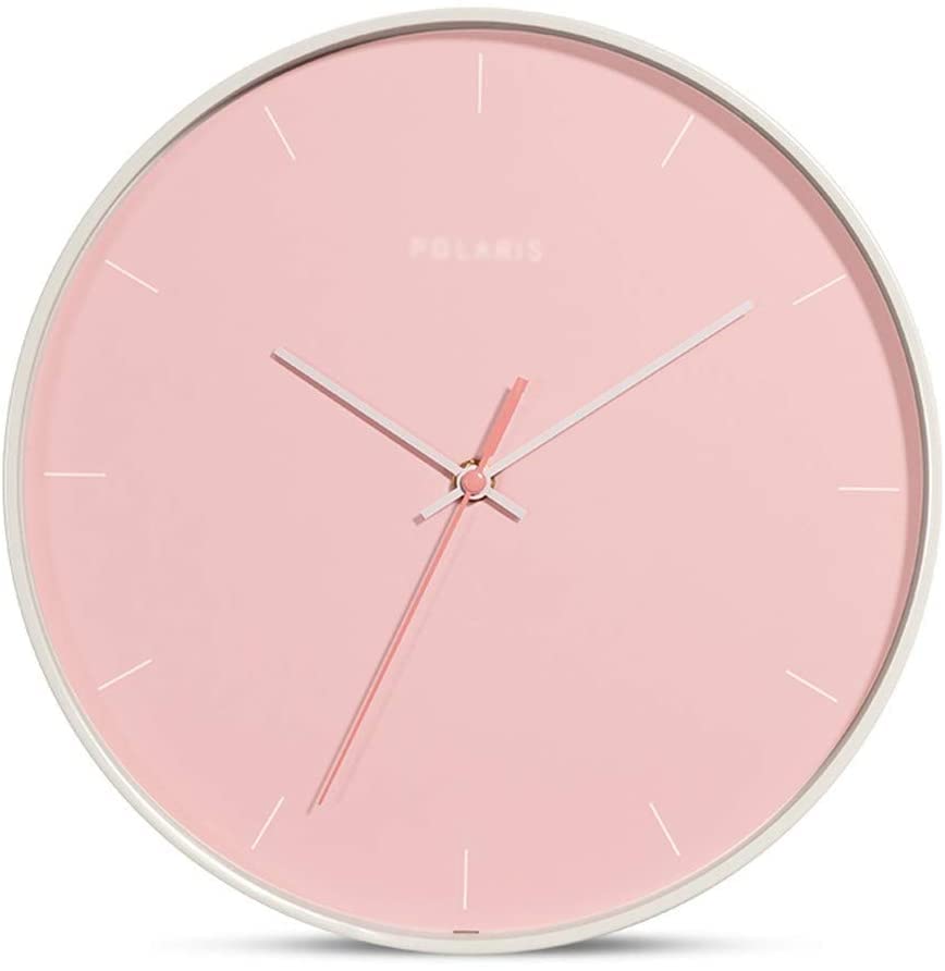 Horloge à Quartz Rose Bleu Muet 12 Pouces avec Lunette Décorative Ronde