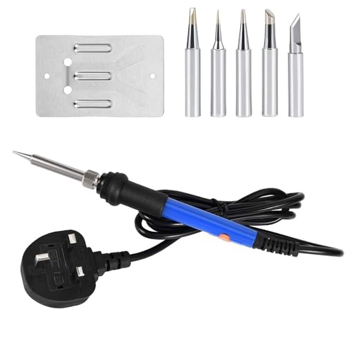 ANYOUI Soldering Iron Kit with Temperature Adjustable Electric Soldering Iron Pen 60W/220V Electronics soldering Tool Soldering Iron Stand 5pcs and Stand (UK Plug)
