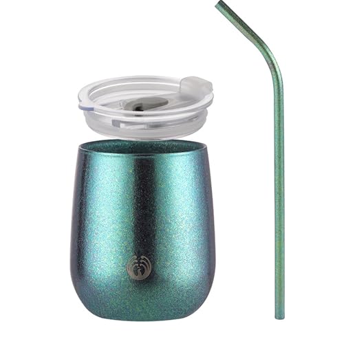 qczoyp Titanium Mug Coffee Cup: 8 oz Pure Titanium Cup, Insulated Double Wall Coffee Mug Travel Tumbler Cup, Cold and Hot Beverages Wine Tumbler for Camping, Hiking Mug (Green)