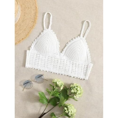 Image of NAIADES Women's Handmade Crochet Crop Top, Sleeveless Top for Women,Comfortable Fit