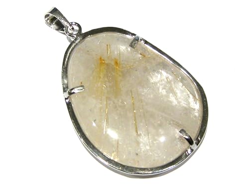 Pendentif quartz rutile argent 925 véritable pour femme et homme