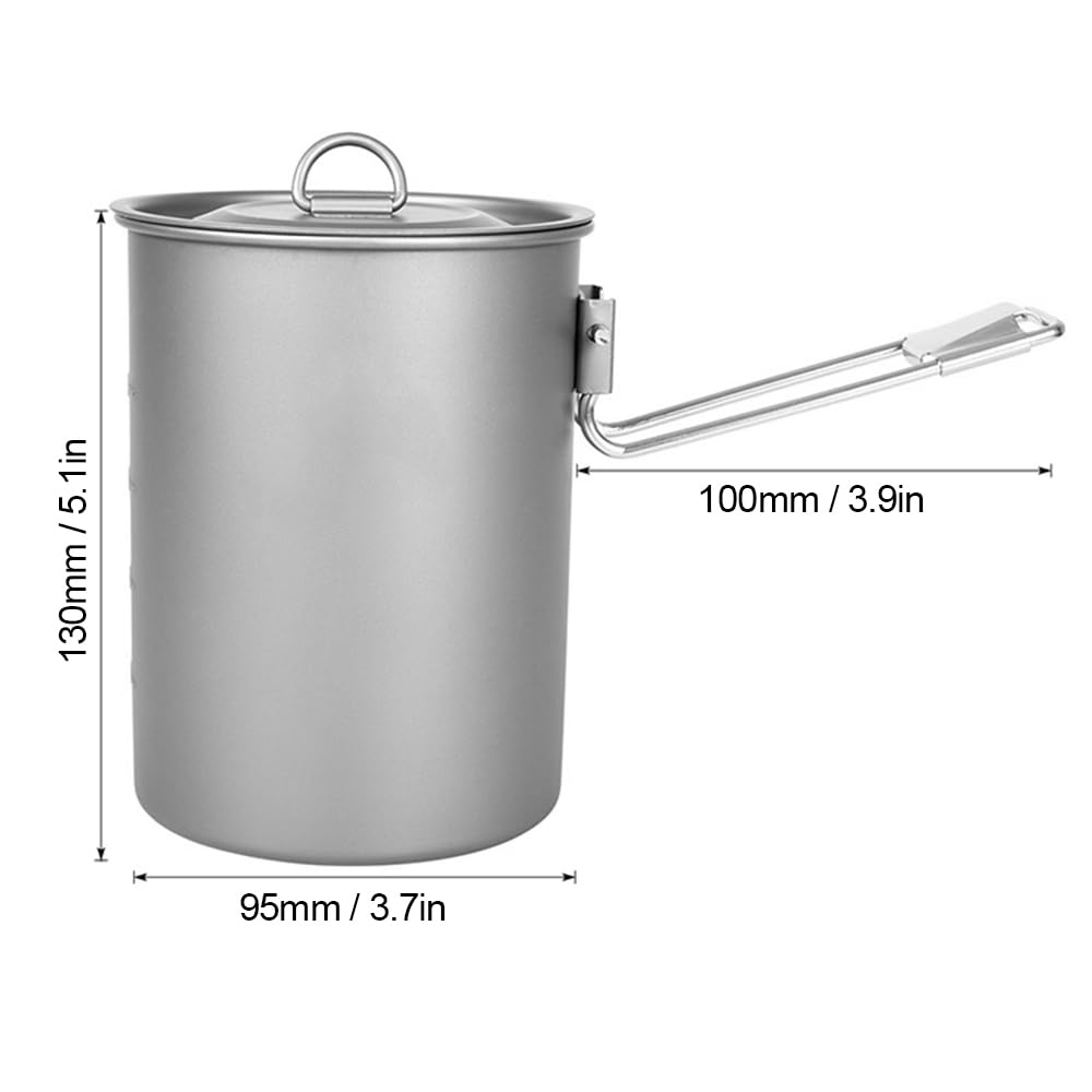 Lightweight Camping Pot 900ml Water Cup with Lid Foldable Handle Hiking Backpacking