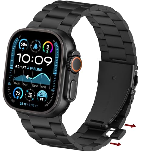 Bracelet en Métal Noir pour Apple Watch Ultra au Bureau et en Soirée