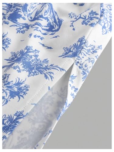 Floerns Girl's Floral Bodycon Halter Top Dress Ruched Split Midi Pencil Dresses4