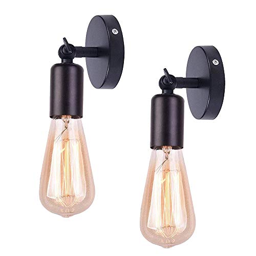 2 pièces -Modern Creative Vintage Lampe de sol en fer forgé E27 60W Applique murale Lampe de lecture Lampe de chevet pour chambre à coucher (Noire)