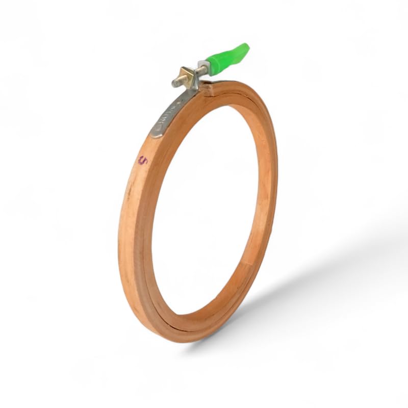 Image of ADW CRAFT'S 5 INCH Embroidery Wooden Hoop, Pack of 1, Round, Wooden & Plastic, Perfect for Craft Hoop Frame