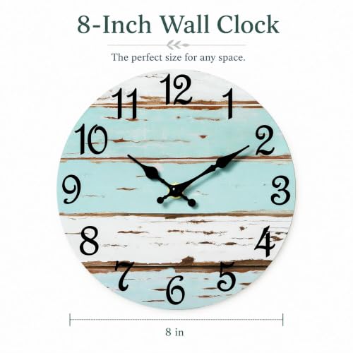 Image of CHYLIN Wall Clock Silent Non-Ticking Battery Operated Blue White Coastal
