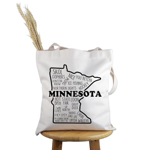 PWHAOO Minnesota Gift Minnesota State Lover Tote Bag Minnesota Tourist Travel Bag Minnesota Souvenir Handbag