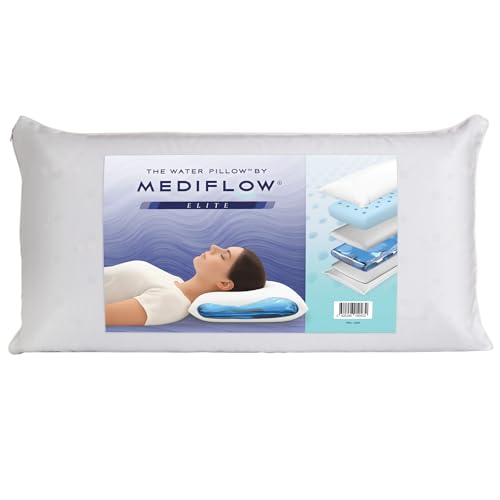 Mediflow Elite Collection Wasserkissen - Kühlender Gel-Memory-Foam, orthopädisch, verstellbar, zur Linderung von Nackenschmerzen (40 x 80 cm)